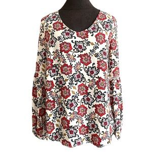 Rose & Olive boho floral print blouse with back tie size Medium New NWOT